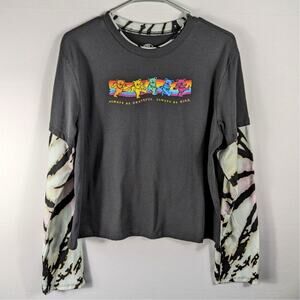 Grateful Dead XL Layered Long Sleeve Shirt Rainbow Dancing Bears Graphic Music